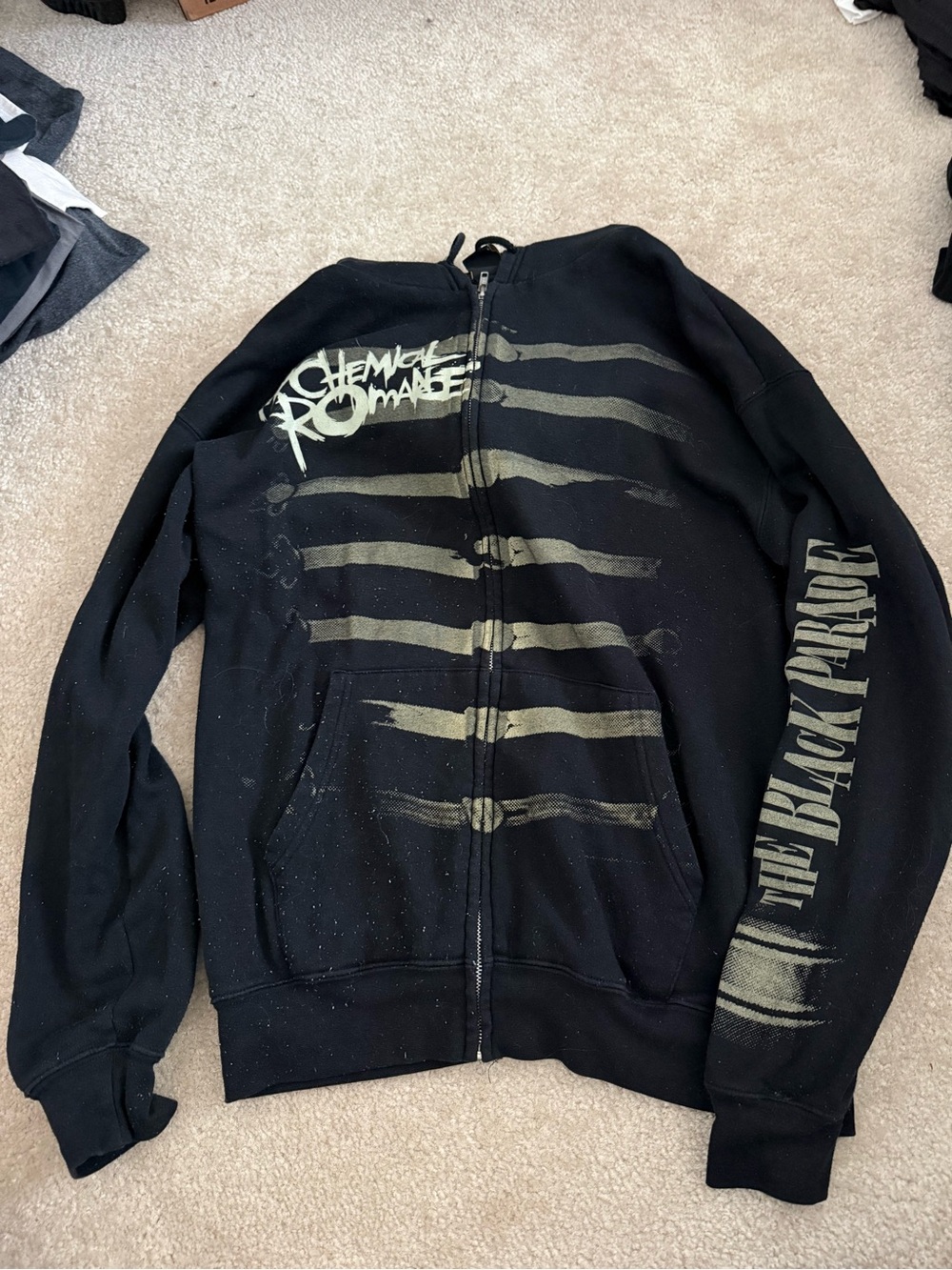 MCR - The Black Parade Black Zip-Up Hoodie Large Vintage Original